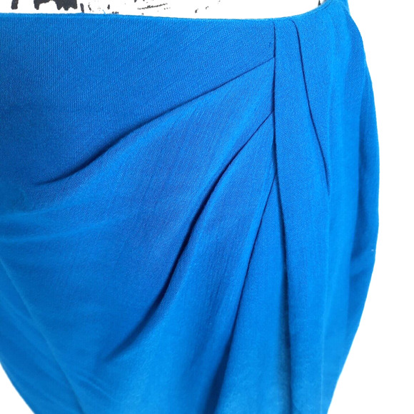 Vtg Back Button Ruched Side Pencil Skirt 2 Pc Suit Sz 10 Turquoise Office Siren - Picture 3 of 16